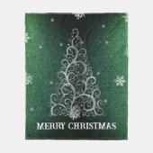 Weihnachtsbaum Glitzer und Schneeflocken | Grün Fleecedecke (Vorderseite)