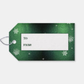 Weihnachtsbaum Glitzer und Schneeflocken | Grün Geschenkanhänger (Rückseite Horizontal)
