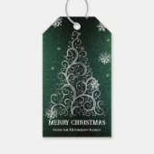 Weihnachtsbaum Glitzer und Schneeflocken | Grün Geschenkanhänger (Vorderseite)