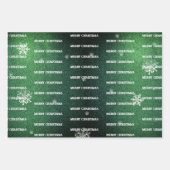 Weihnachtsbaum Glitzer und Schneeflocken | Grün Geschenkpapier Set (Vorderseite 3)