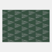 Weihnachtsbaum Glitzer und Schneeflocken | Grün Geschenkpapier Set (Vorderseite 2)