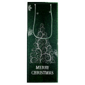 Weihnachtsbaum Glitzer und Schneeflocken | Grün Geschenktüte Für Weinflaschen (Vorderseite)