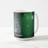 Weihnachtsbaum Glitzer und Schneeflocken | Grün Kaffeetasse (VorderseiteRechts)