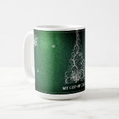 Weihnachtsbaum Glitzer und Schneeflocken | Grün Kaffeetasse (Vorderseite Links)