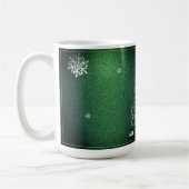 Weihnachtsbaum Glitzer und Schneeflocken | Grün Kaffeetasse (Links)