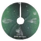 Weihnachtsbaum Glitzer und Schneeflocken | Grün Polyester Weihnachtsbaumdecke (Vorderseite)