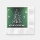 Weihnachtsbaum Glitzer und Schneeflocken | Grün Serviette (Vorderseite)