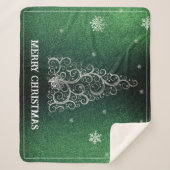 Weihnachtsbaum Glitzer und Schneeflocken | Grün Sherpadecke (Vorderseite)