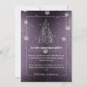 Weihnachtsbaum Glitzer und Schneeflocken | LILA Einladung (Rückseite)