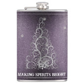 Weihnachtsbaum Glitzer und Schneeflocken | LILA Flachmann (Vorderseite)