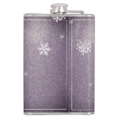 Weihnachtsbaum Glitzer und Schneeflocken | LILA Flachmann (Rückseite)