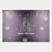 Weihnachtsbaum Glitzer und Schneeflocken | LILA Geschenkpapier Set (Vorderseite)