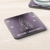 Weihnachtsbaum Glitzer und Schneeflocken | LILA Getränkeuntersetzer (Linke Seite)