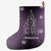 Weihnachtsbaum Glitzer und Schneeflocken | LILA Großer Weihnachtsstrumpf (Rückseite)