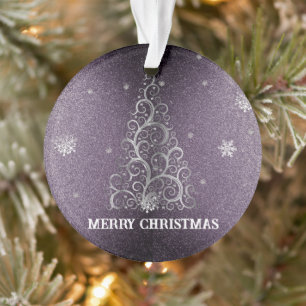 Weihnachtsbaum Glitzer und Schneeflocken   LILA Ornament