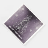 Weihnachtsbaum Glitzer und Schneeflocken | LILA Serviette (Ecke)