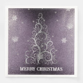 Weihnachtsbaum Glitzer und Schneeflocken | LILA Serviette (Vorderseite)