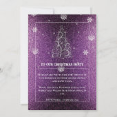 Weihnachtsbaum Glitzer und Schneeflocken | Magenta Einladung (Rückseite)