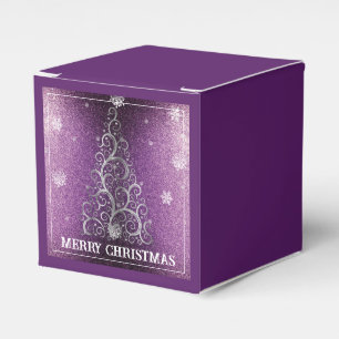 Weihnachtsbaum Glitzer und Schneeflocken Magenta Geschenkschachtel