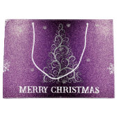 Weihnachtsbaum Glitzer und Schneeflocken | Magenta Große Geschenktüte (Vorderseite)