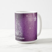 Weihnachtsbaum Glitzer und Schneeflocken | Magenta Kaffeetasse (VorderseiteRechts)
