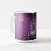 Weihnachtsbaum Glitzer und Schneeflocken | Magenta Kaffeetasse (Vorderseite Links)