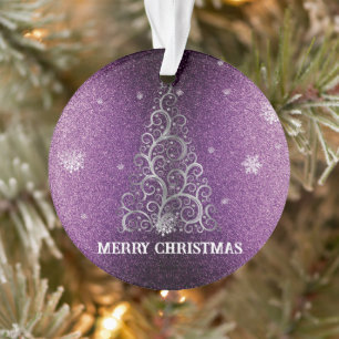 Weihnachtsbaum Glitzer und Schneeflocken Magenta Ornament