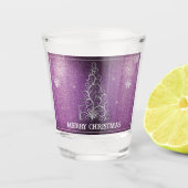 Weihnachtsbaum Glitzer und Schneeflocken | Magenta Schnapsglas (Vorderseite)