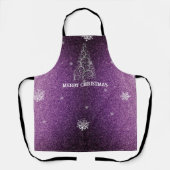 Weihnachtsbaum Glitzer und Schneeflocken | Magenta Schürze (Vorderseite)