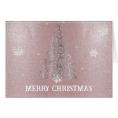 Weihnachtsbaum Glitzer und Schneeflocken | Rosa (Vorderseite (Horizontal))