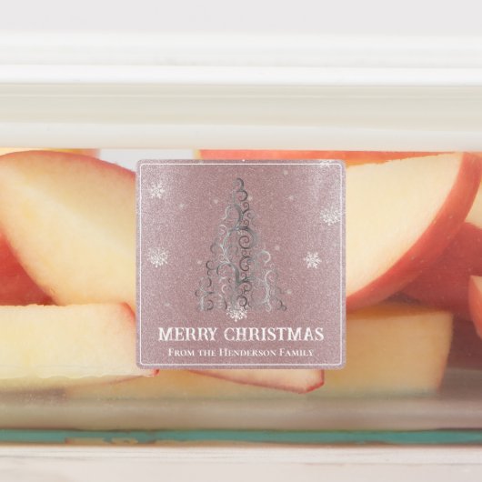 Weihnachtsbaum Glitzer und Schneeflocken | Rosa Etiketten (Befestigt)