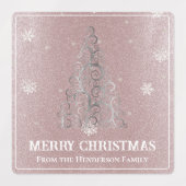 Weihnachtsbaum Glitzer und Schneeflocken | Rosa Etiketten (Design 2)