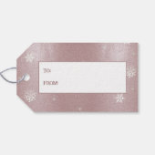 Weihnachtsbaum Glitzer und Schneeflocken | Rosa Geschenkanhänger (Rückseite Horizontal)