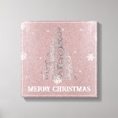 Weihnachtsbaum Glitzer und Schneeflocken | Rosa Leinwanddruck (Vorderseite)