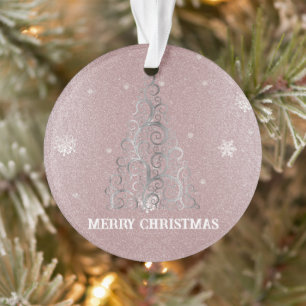 Weihnachtsbaum Glitzer und Schneeflocken Rosa Ornament
