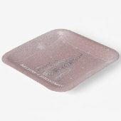 Weihnachtsbaum Glitzer und Schneeflocken | Rosa Pappteller (Gewinkelt)