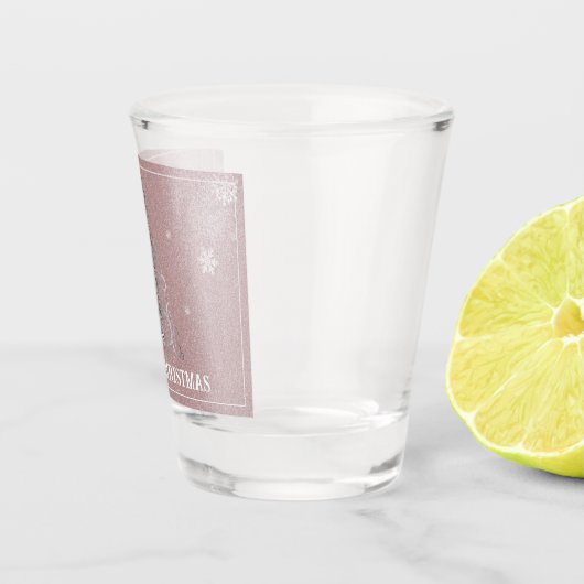 Weihnachtsbaum Glitzer und Schneeflocken | Rosa Schnapsglas (Rechts)