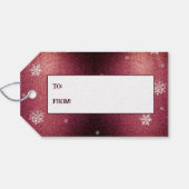 Weihnachtsbaum Glitzer und Schneeflocken | Rot Geschenkanhänger (Rückseite Horizontal)