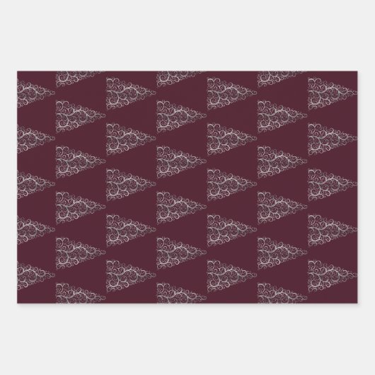 Weihnachtsbaum Glitzer und Schneeflocken | Rot Geschenkpapier Set (Vorderseite 2)