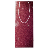 Weihnachtsbaum Glitzer und Schneeflocken | Rot Geschenktüte Für Weinflaschen (Rückseite)