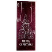 Weihnachtsbaum Glitzer und Schneeflocken | Rot Geschenktüte Für Weinflaschen (Vorderseite)