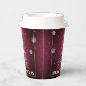 Weihnachtsbaum Glitzer und Schneeflocken | Rot Pappbecher (Rechts)