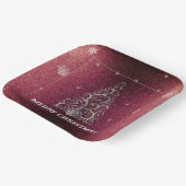 Weihnachtsbaum Glitzer und Schneeflocken | Rot Pappteller (Gewinkelt)