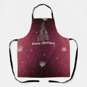 Weihnachtsbaum Glitzer und Schneeflocken | Rot Schürze (Vorderseite)