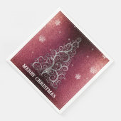 Weihnachtsbaum Glitzer und Schneeflocken | Rot Serviette (Ecke)