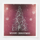Weihnachtsbaum Glitzer und Schneeflocken | Rot Serviette (Vorderseite)