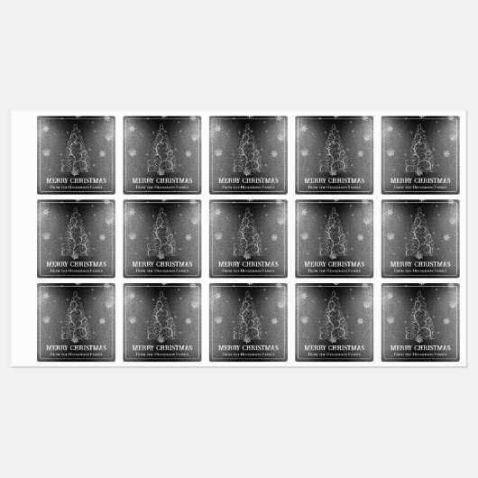 Weihnachtsbaum Glitzer und Schneeflocken | Silber Etiketten (Blatt)