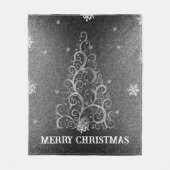 Weihnachtsbaum Glitzer und Schneeflocken | Silber Fleecedecke (Vorderseite)