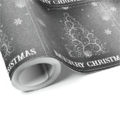 Weihnachtsbaum Glitzer und Schneeflocken | Silber Geschenkpapier (Rolleneckpunkt)