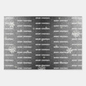 Weihnachtsbaum Glitzer und Schneeflocken | Silber Geschenkpapier Set (Vorderseite 3)